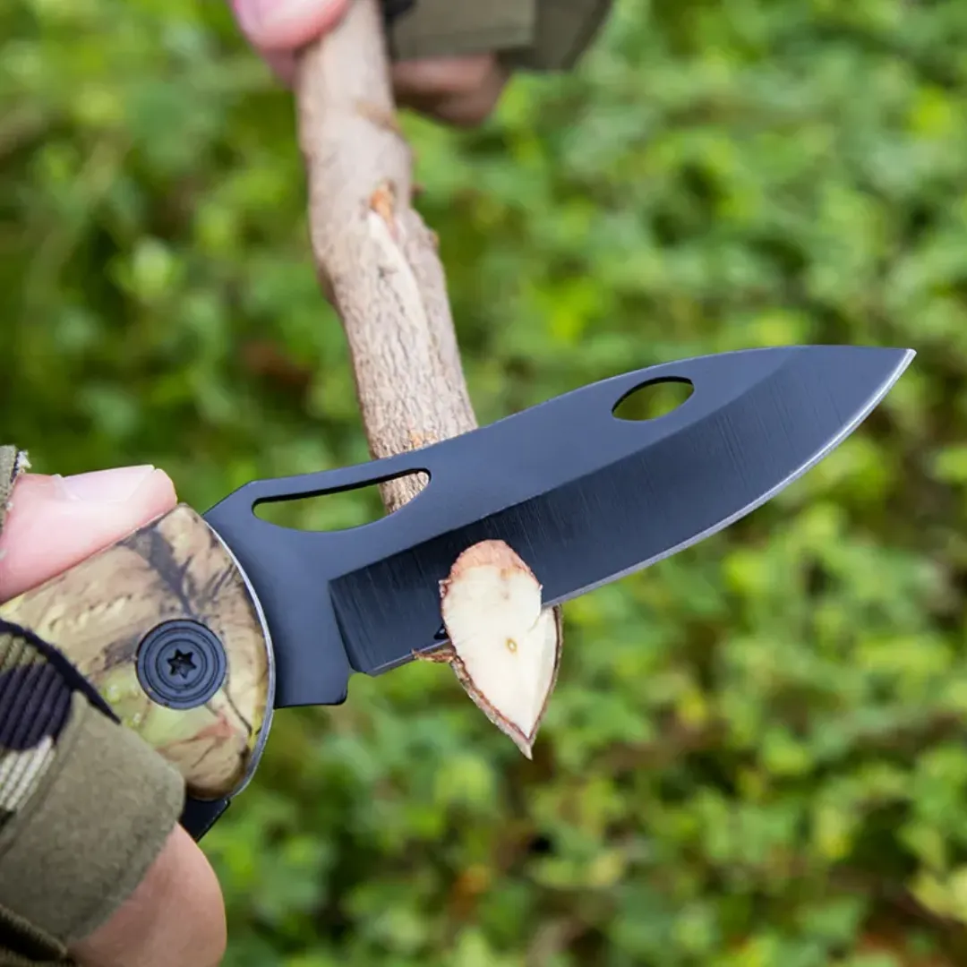 PrepPro Tri-Edge Folding Hunting Knife – 3Cr13 Steel | Multi-Function Camo Edition