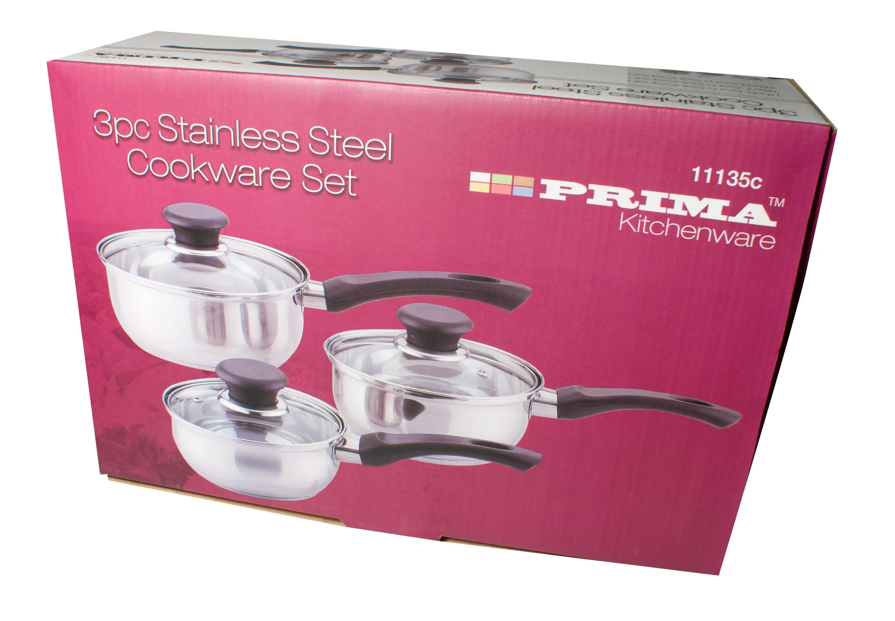 Prima 3 Piece Stainless Steel Pan Set - Medium