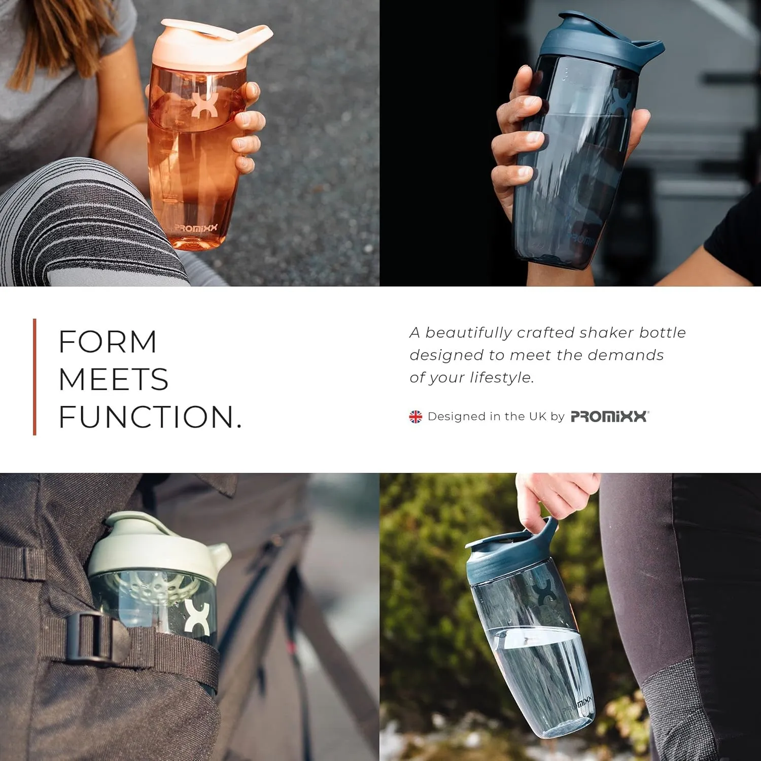 Promixx PURSUIT Protein Shaker Bottle – Premium Sports Bottles for Protein Mixes and Supplement Shakes – Easy Clean, Durable Protein Shaker Cup