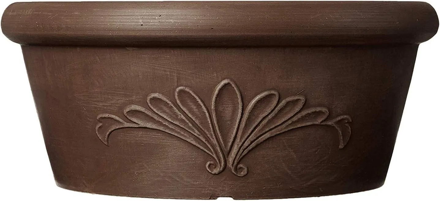 PSW Pot TA30C Collection Shallow Bulb Pan Planter Dish Low Bowl for Succulents, Bonsai, Fairy Gardens, Herbs, 12-inch, Chocolate