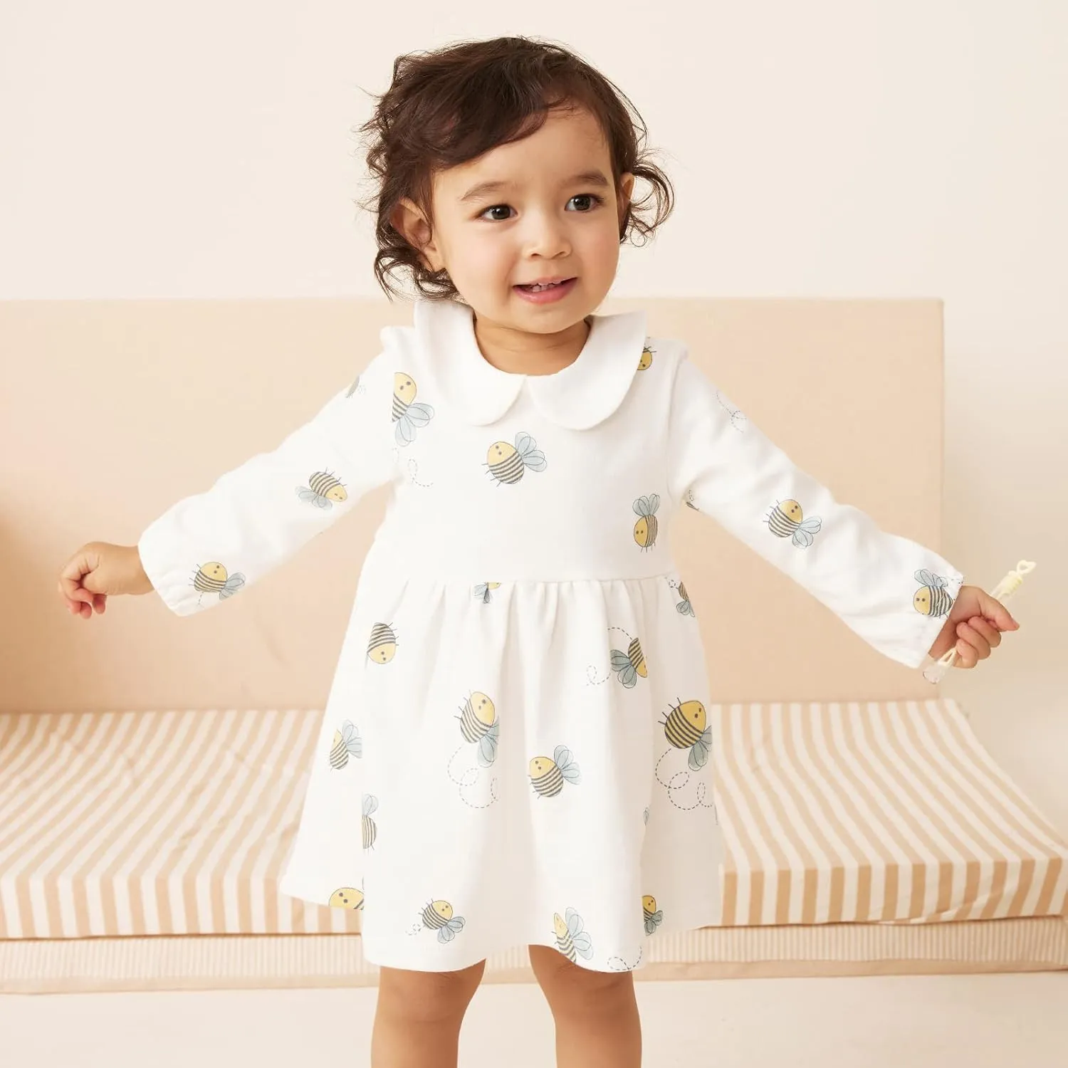 pureborn Baby Toddler Girl Dress with Bloomer Short and Long Sleeve Playwear Dress with Diaper Cover