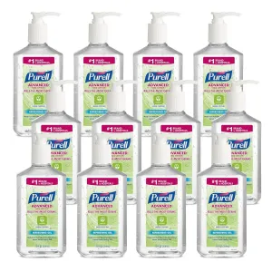 PURELL Advanced Hand Sanitizer Green Certified Refreshing Gel, Fragrance Free, 12 fl oz Pump Bottle (Pack of 12) - 3691-12