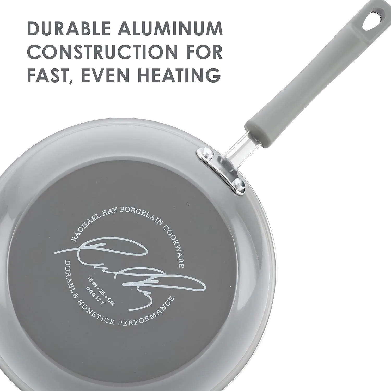 Rachael Ray Brights Deep Nonstick Frying Pan / Fry Pan / Deep Skillet - 9.5 Inch, Gray