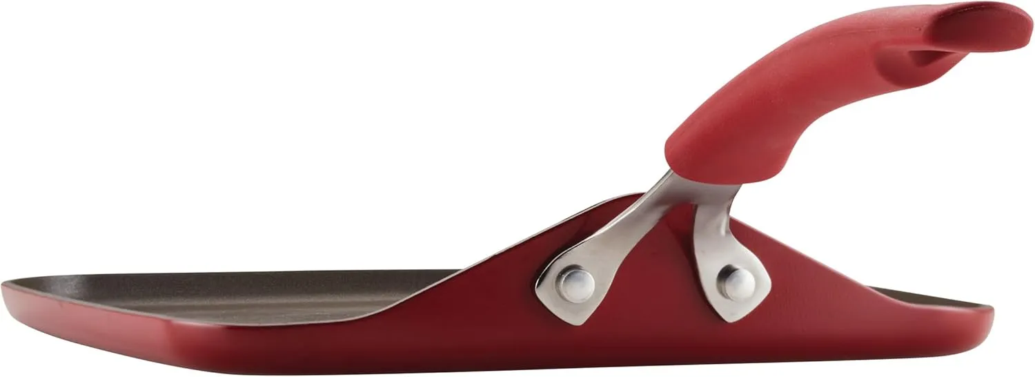 Rachael Ray Cook   Create Nonstick Stovetop Griddle/Grill Pan, Square, 11 Inch, Red