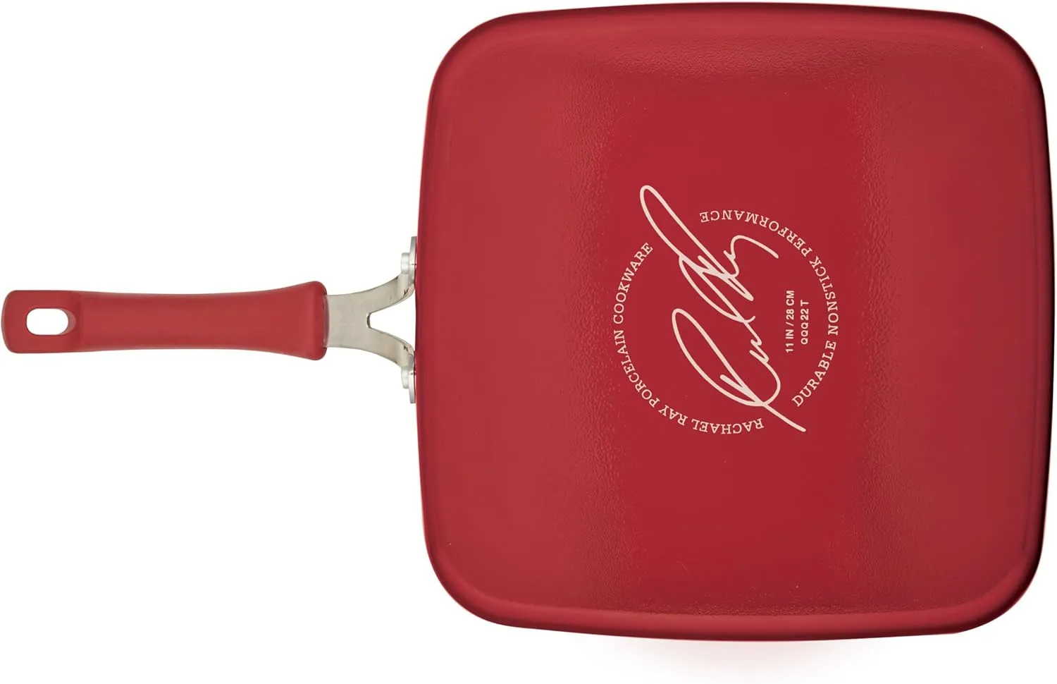 Rachael Ray Cook   Create Nonstick Stovetop Griddle/Grill Pan, Square, 11 Inch, Red