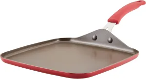 Rachael Ray Cook   Create Nonstick Stovetop Griddle/Grill Pan, Square, 11 Inch, Red