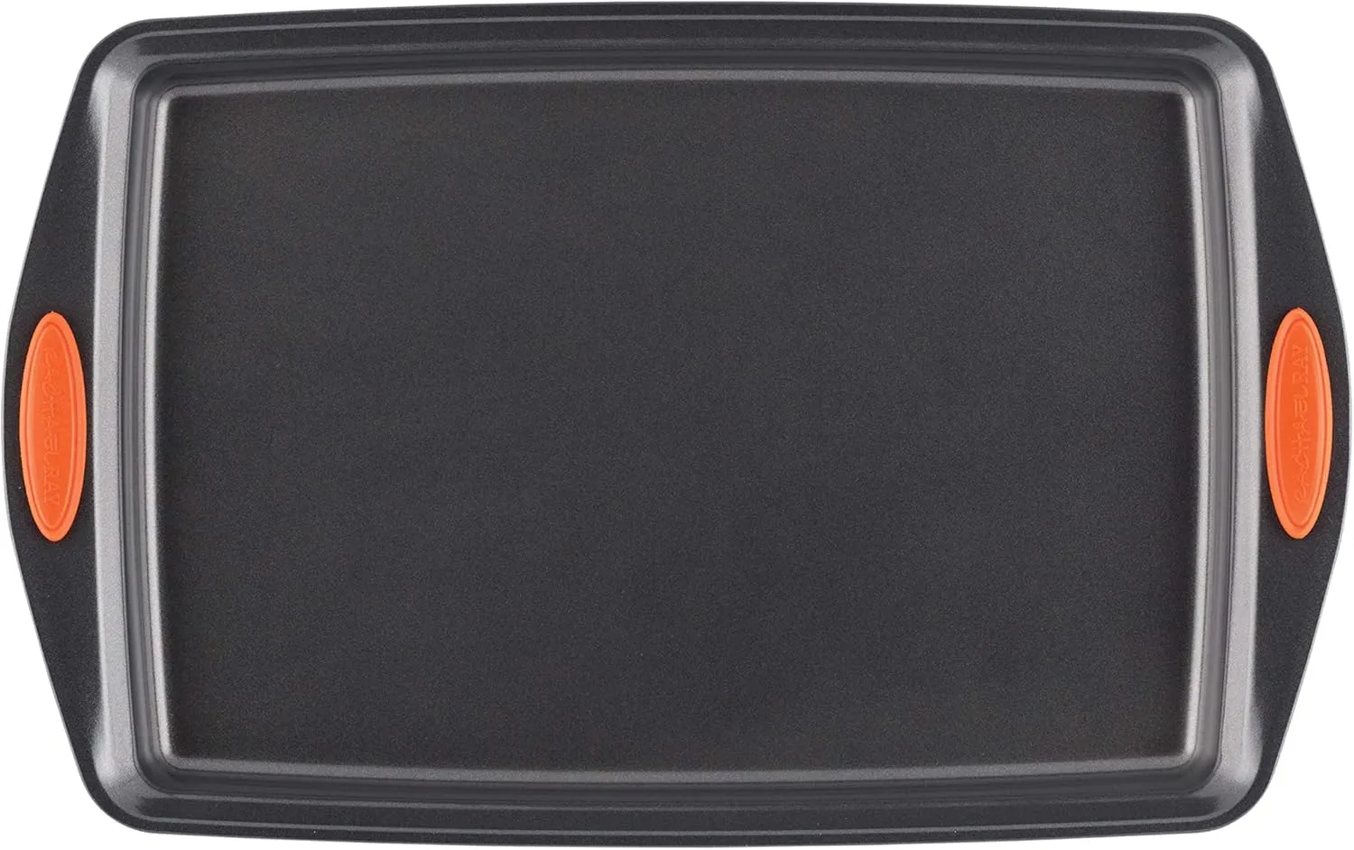 Rachael Ray Nonstick Bakeware with Grips, Nonstick Cookie Sheet / Baking Sheet - 11 Inch x 17 Inch, Gray with Orange Grips