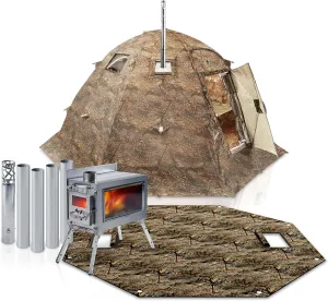 Rbm Outdoors Hot Tent with Stove Jack, Easy Setup 4 Season Winter Tents for Camping, Cold Weather Wall Double Layer Waterproof & Windproof Shelter