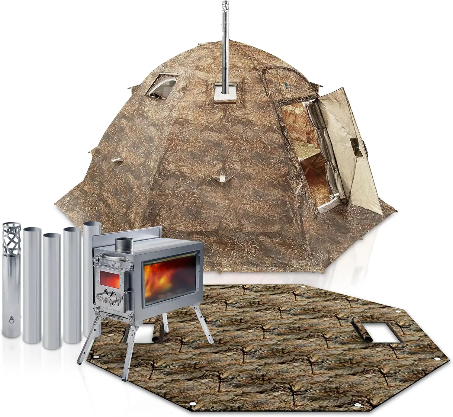 Rbm Outdoors Hot Tent with Stove Jack, Easy Setup 4 Season Winter Tents for Camping, Cold Weather Wall Double Layer Waterproof & Windproof Shelter