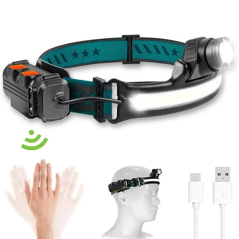 Rechargeable Dual Light COB   LED Motion Sensor Headlamp