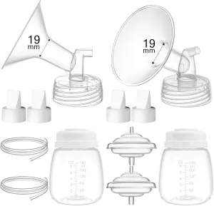 Replacement Pump Parts for Spectra S1 S2 9 Plus Synergy Gold Includes 19mm Flange Duckbill Valve Tubing Backflow Protector Bottle,Compatible with Motif Luna Cimilre Ameda MYA Pump