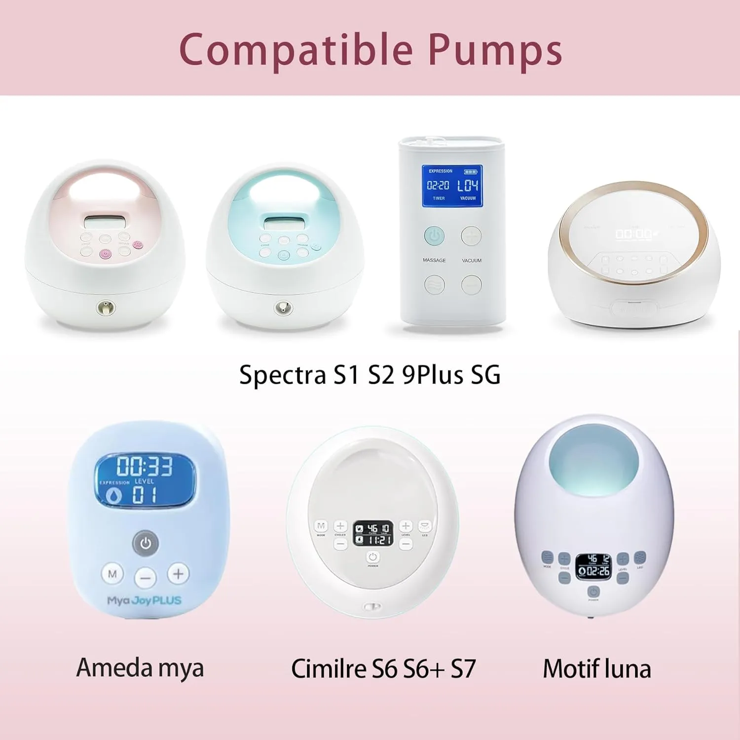 Replacement Pump Parts for Spectra S1 S2 9 Plus Synergy Gold Includes 19mm Flange Duckbill Valve Tubing Backflow Protector Bottle,Compatible with Motif Luna Cimilre Ameda MYA Pump