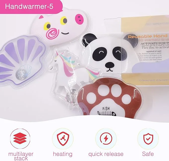 Reusable Pocket Hand Warmers, Snap Heat Pack, Hand Warmers Click, Kids Hand Warmers Boil Click Heat Pocket Hand Warmer, Pouch Gel Hand Warmers Long Lasting Warmth for Camping, Outdoor