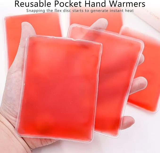 Reusable Pocket Hand Warmers,Reusable Snap Heat Pack, Hand Warmers Click, Hand Warmers Boil Click Heat Pocket Hand Warmer, Pouch Gel Hand Warmers Cute Long Lasting Warmth for Camping, Outdoor,White