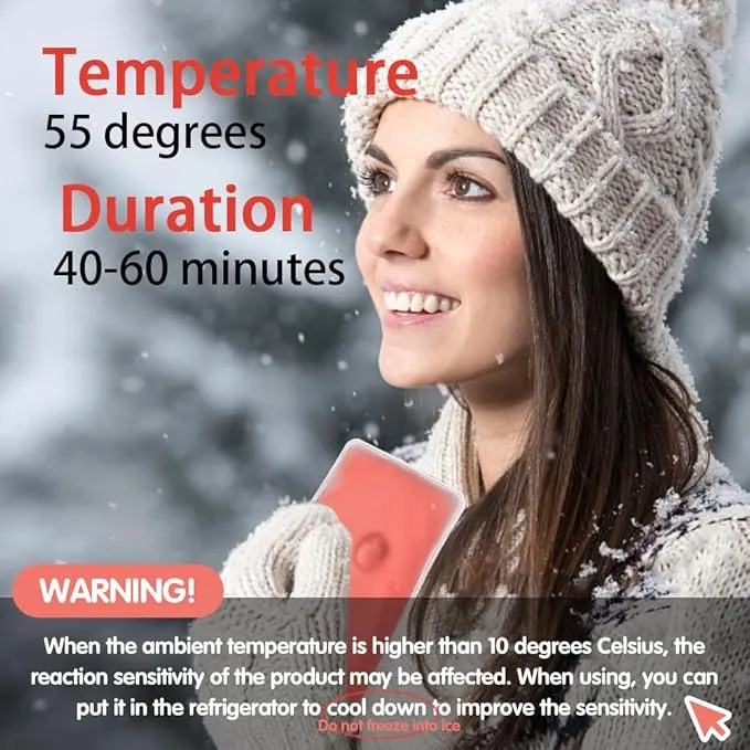 Reusable Pocket Hand Warmers,Reusable Snap Heat Pack, Hand Warmers Click, Hand Warmers Boil Click Heat Pocket Hand Warmer, Pouch Gel Hand Warmers Cute Long Lasting Warmth for Camping, Outdoor,White