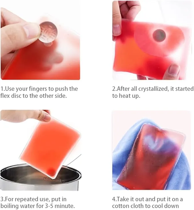 Reusable Pocket Hand Warmers,Reusable Snap Heat Pack, Hand Warmers Click, Hand Warmers Boil Click Heat Pocket Hand Warmer, Pouch Gel Hand Warmers Cute Long Lasting Warmth for Camping, Outdoor,White