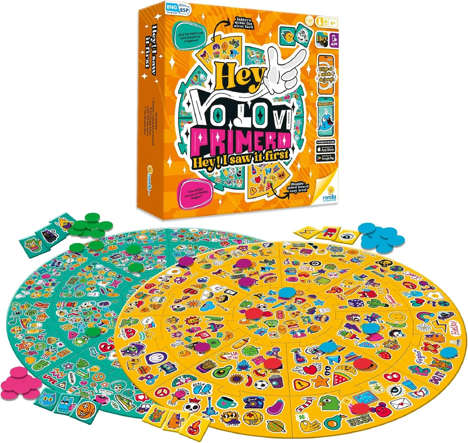 RONDA Hey I Saw It First - Memory and Observation Challenge Board Game for Family and Friends, Two Difficulty Levels, Three Game Modes