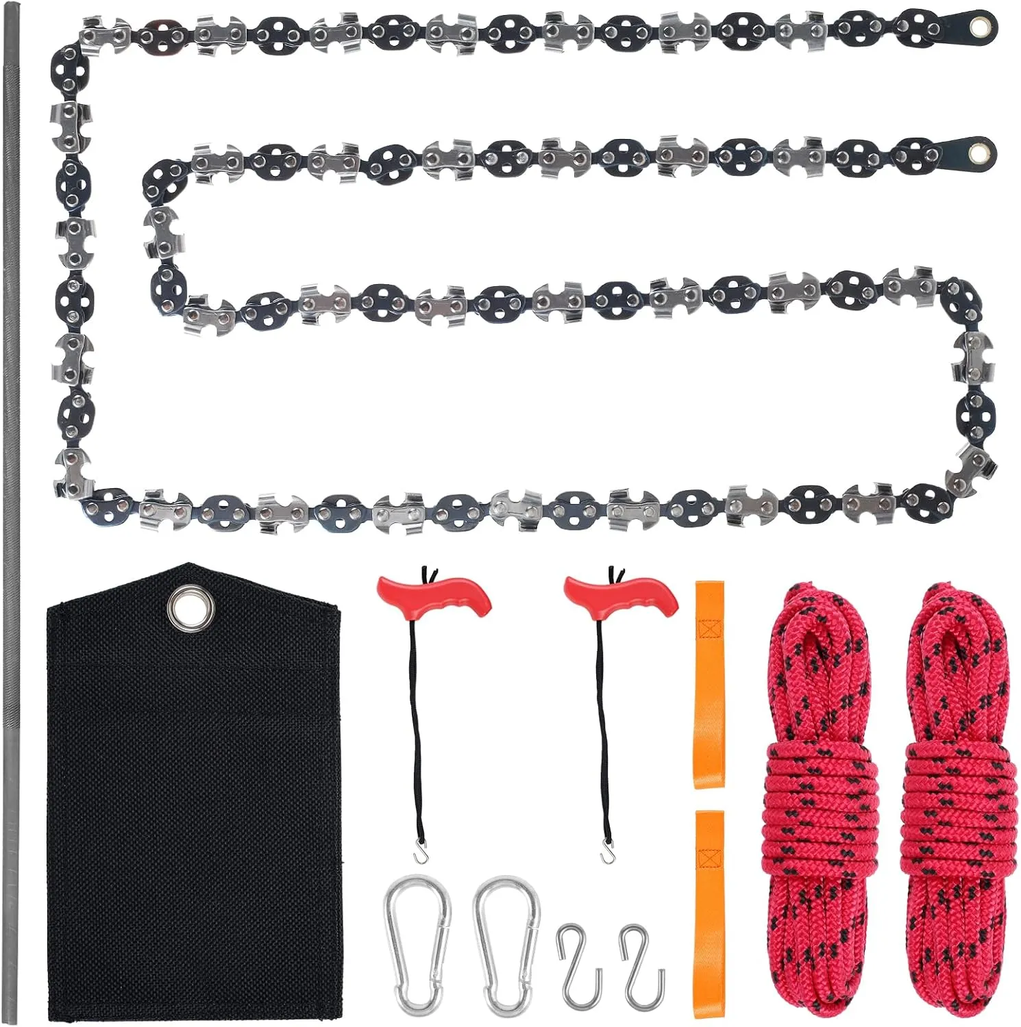Rope Saw 53 In, Rope Chain Saw with 68 Sharp Teeth Blades on Both Sides and 50 Feet Ropes Kit, Pocket Chain Saw for Tree Limbs