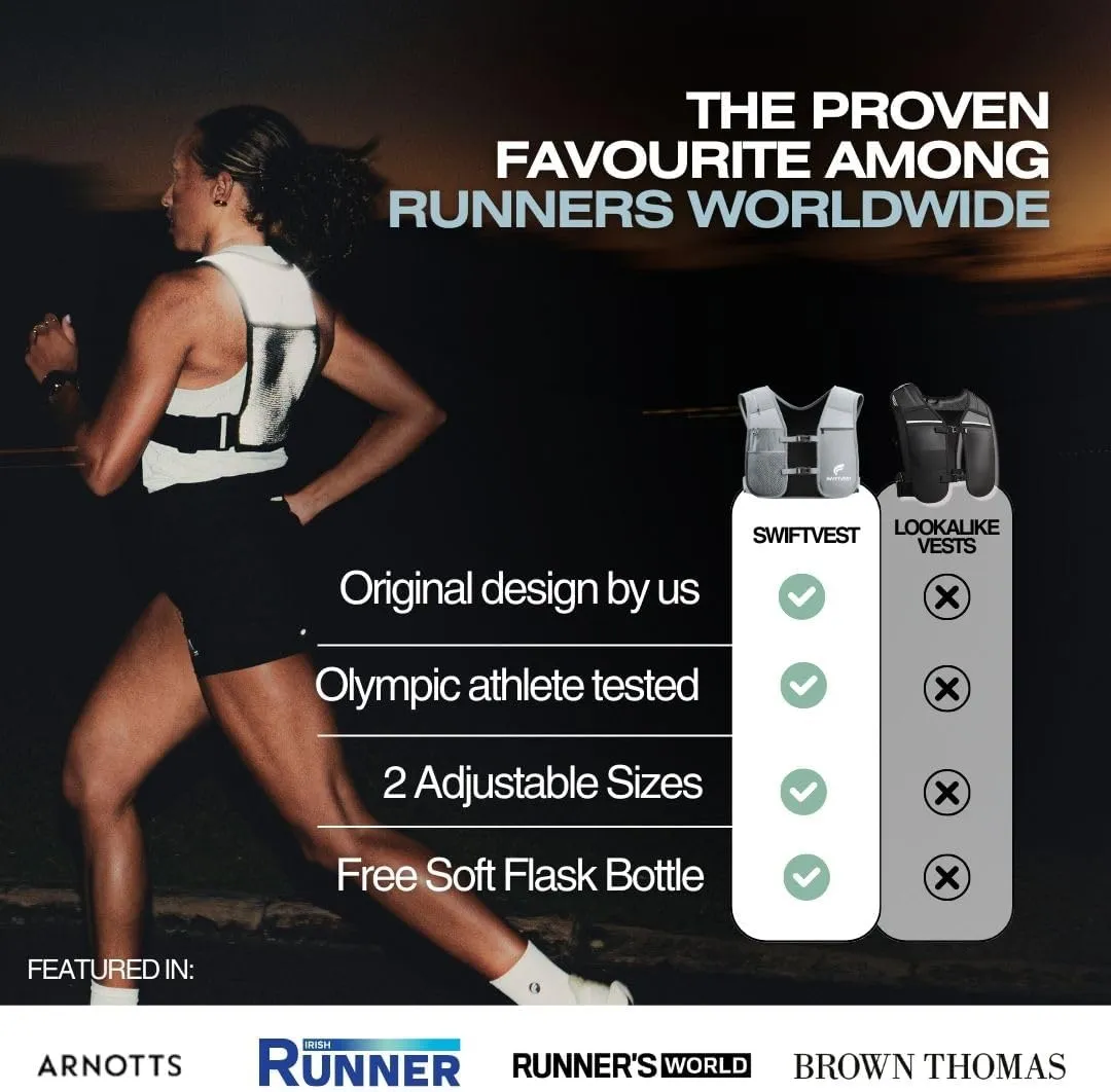 Running Phone Holder Vest with 500ml/17oz Running Vest Water Bottle | Running Water Vest | Reflective Hydration Vest | Adjustable | Light | 6 Pockets for Running Accessories | Men & Women