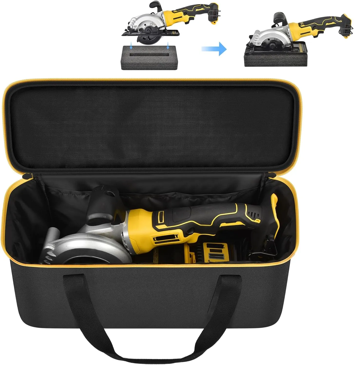 SAIKA Tool Bag for DEWALT ATOMIC 20V MAX 4-1/2"/ for DOVAMAN/for Worx WX439L/ for GALAX PRO Circular Saw Storage Organizer for Blade, Adapter, Blade Wrench, and Rip Guide（Case Only）