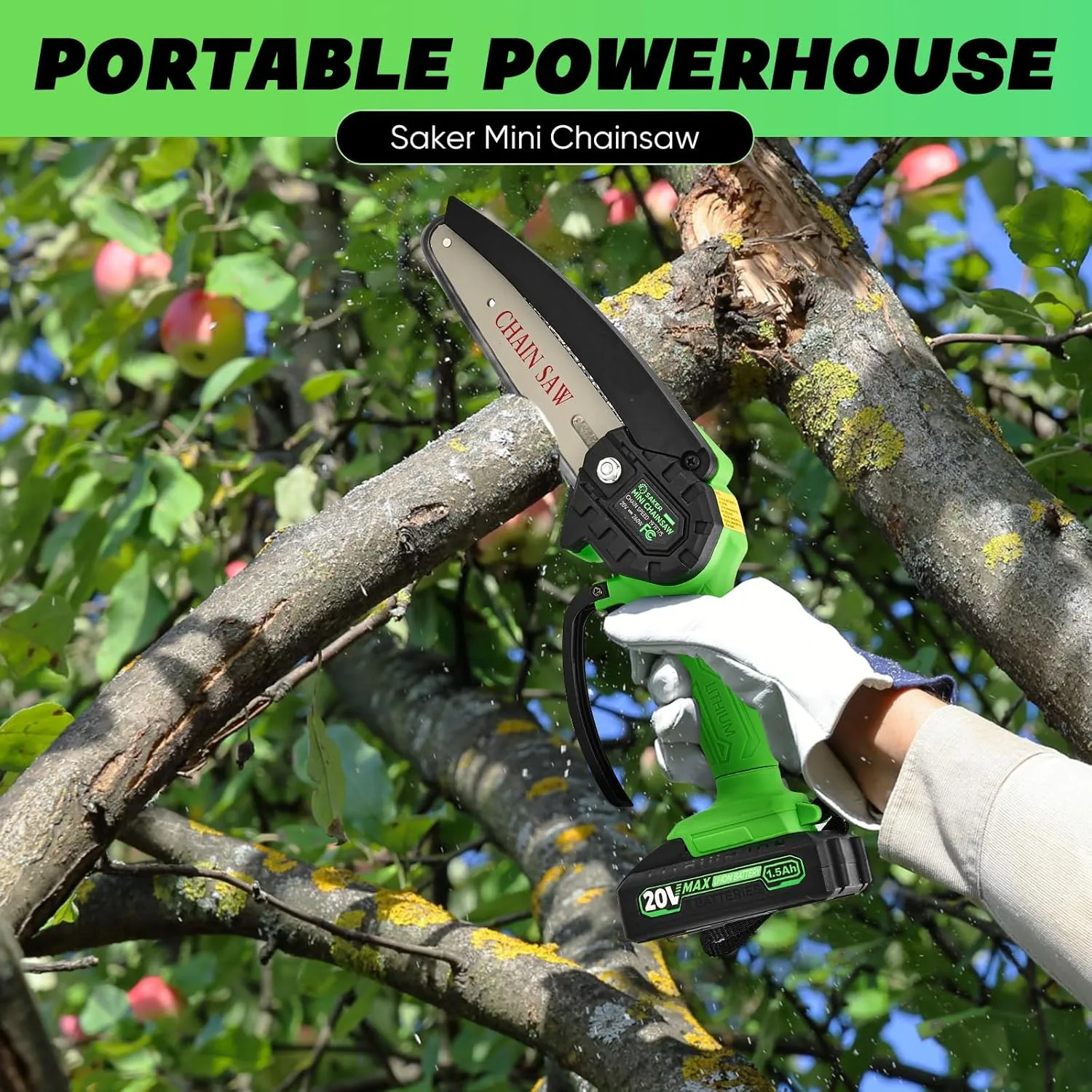 Saker Mini Chainsaw|6 Inch Chainsaw[2025 Upgraded]|Mini Cordless Electric Chain Saw|Small Handheld Portable Chainsaw Battery Powered Chain Saw for Tree Trimmer and Garden,Father's Day Gift for Men Dad