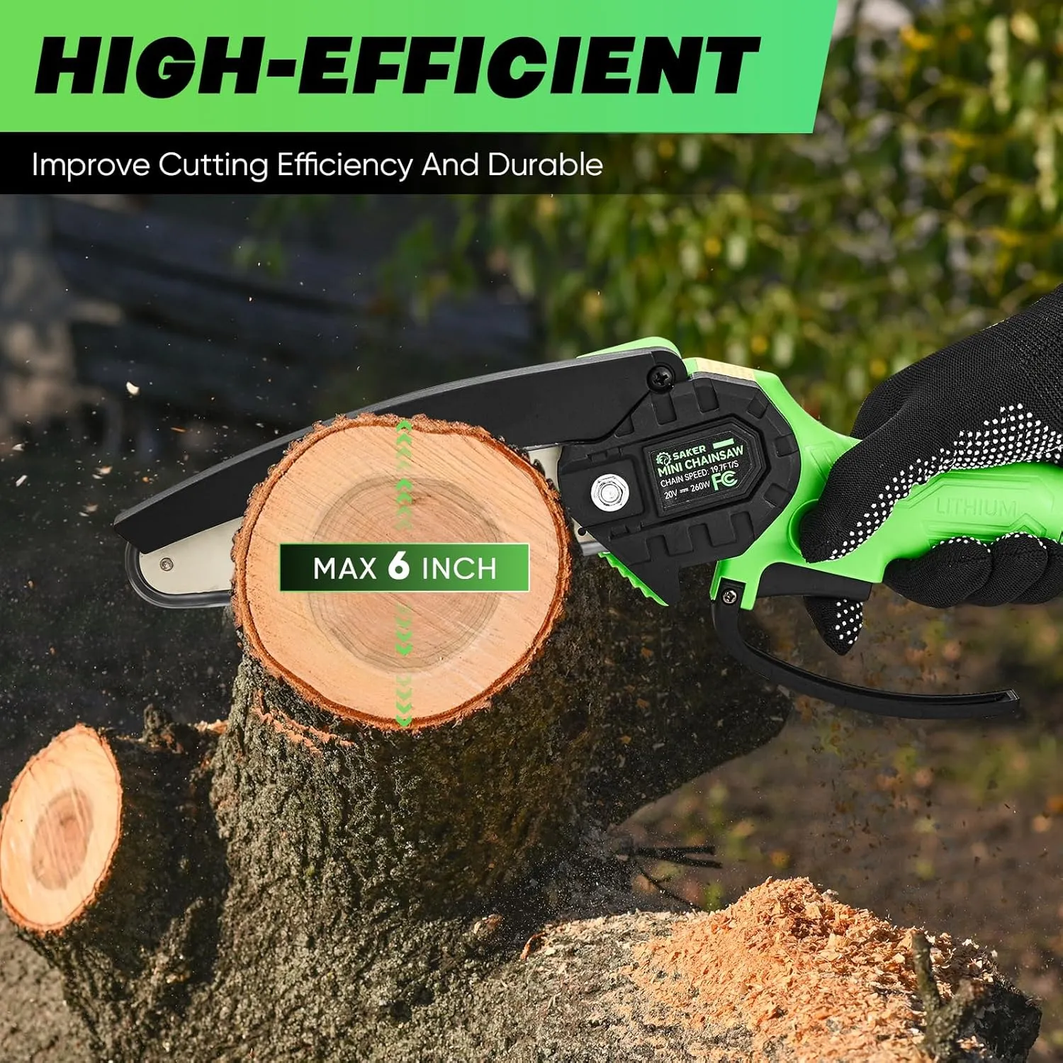 Saker Mini Chainsaw|6 Inch Chainsaw[2025 Upgraded]|Mini Cordless Electric Chain Saw|Small Handheld Portable Chainsaw Battery Powered Chain Saw for Tree Trimmer and Garden,Father's Day Gift for Men Dad