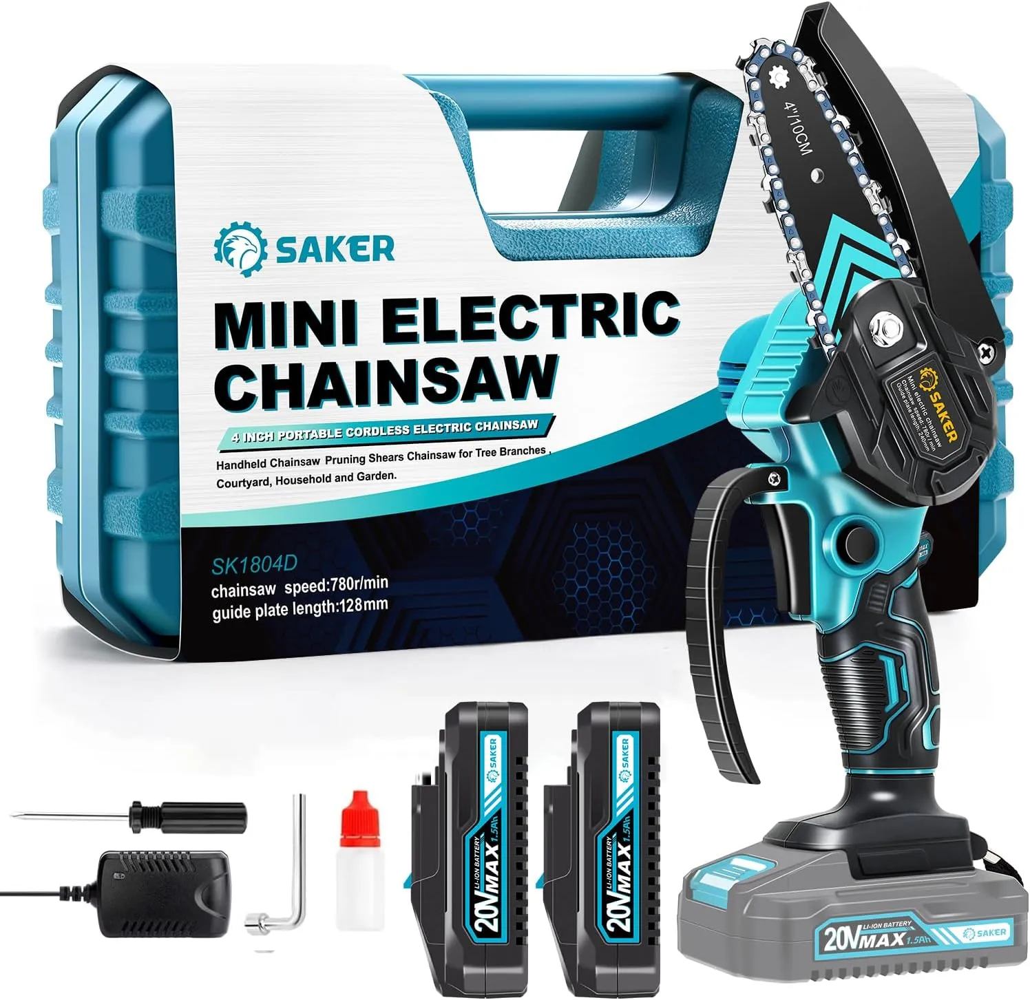 Saker Mini Chainsaw,Portable Electric Chainsaws Cordless,Small Handheld Chain Saw Pruning Shears Chain Saws for Tree Branches,Father's Day Gift for for Men Dad Husband Women,Courtyard and Garden