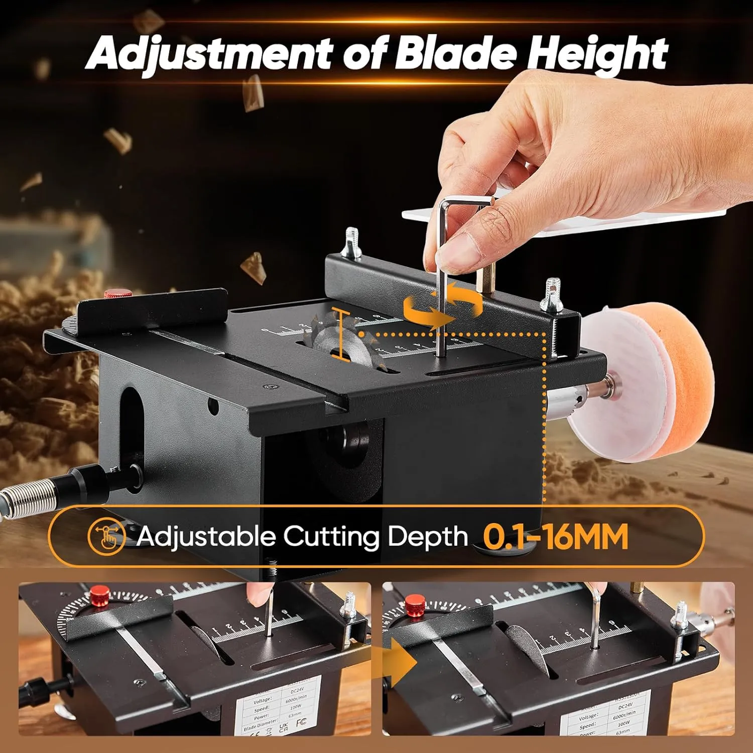 Saker Mini Multi-Functional Table Saw Height Adjustable,Mini Table Saws for Crafts,Portable Desktop Electric Saw for Wood Cutting,Speeds & Angle with More Accessories for Plastic Acrylic Cutting