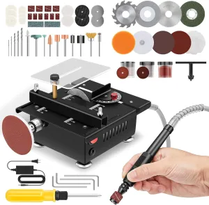 Saker Mini Multi-Functional Table Saw Height Adjustable,Mini Table Saws for Crafts,Portable Desktop Electric Saw for Wood Cutting,Speeds & Angle with More Accessories for Plastic Acrylic Cutting