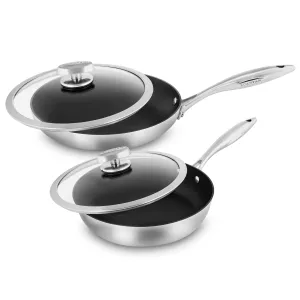 Scanpan CX  8 & 10.25" Stainless Steel Nonstick Fry Pan Set with Lids