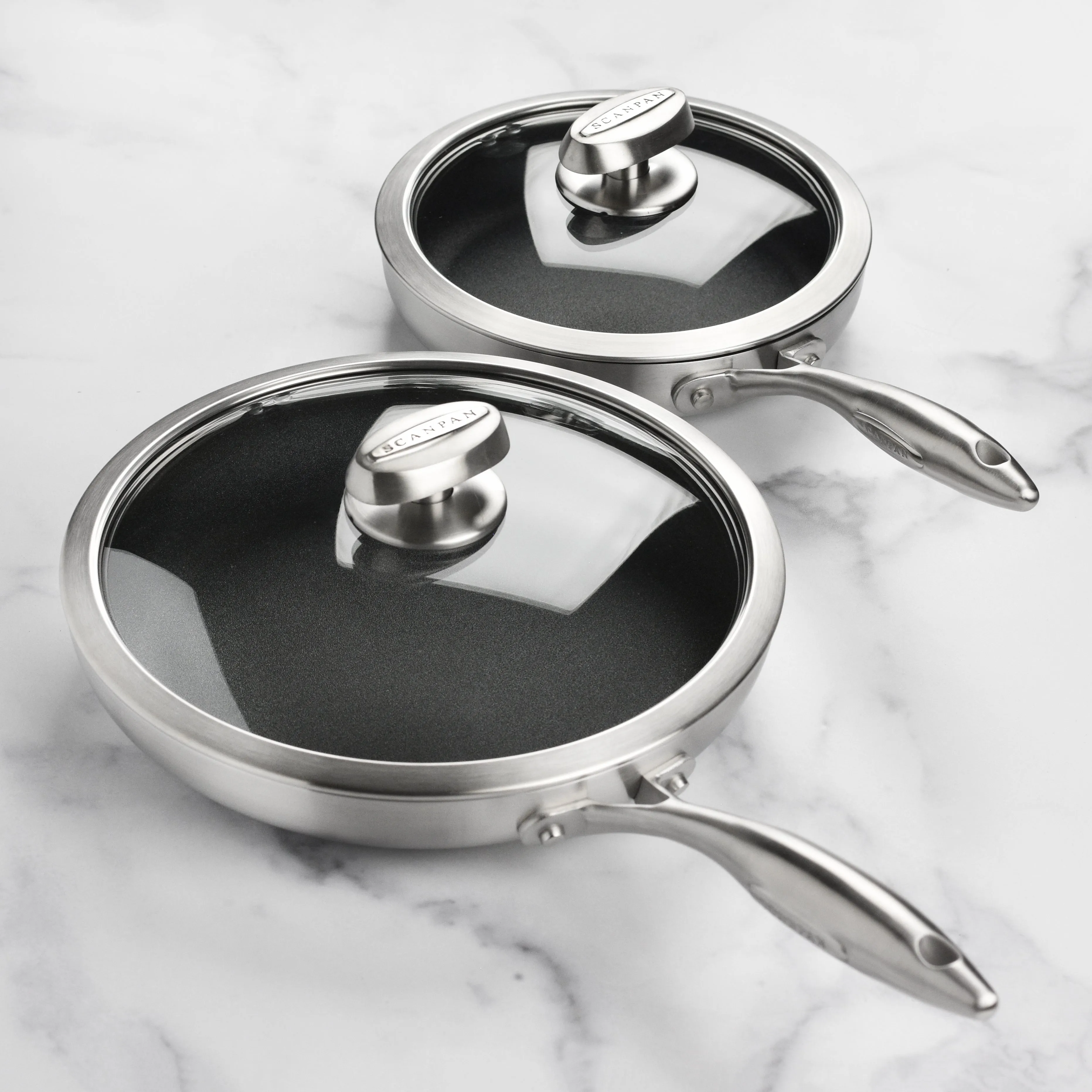 Scanpan CX  8 & 10.25" Stainless Steel Nonstick Fry Pan Set with Lids