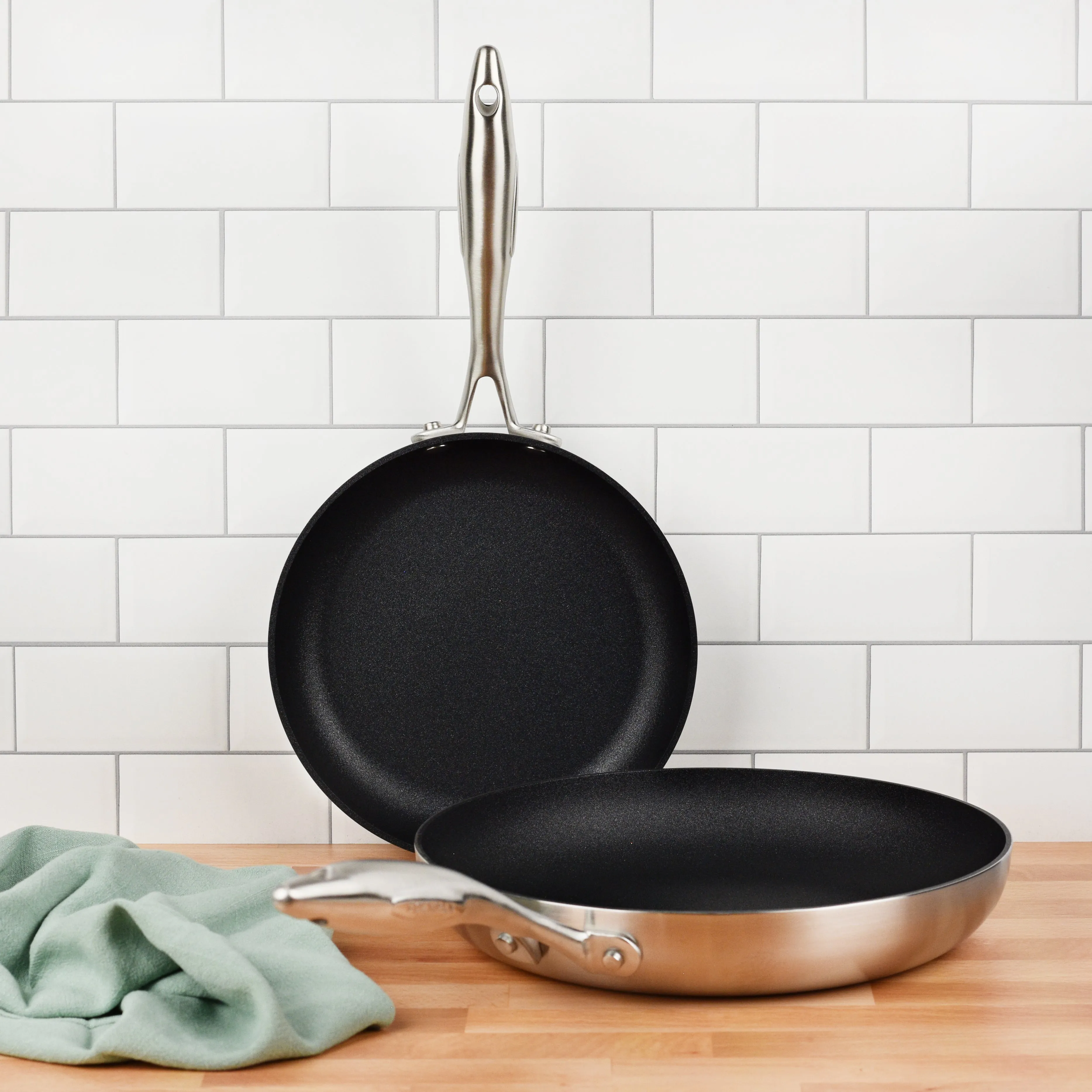 Scanpan CX  8 & 10.25" Stainless Steel Nonstick Fry Pan Set with Lids