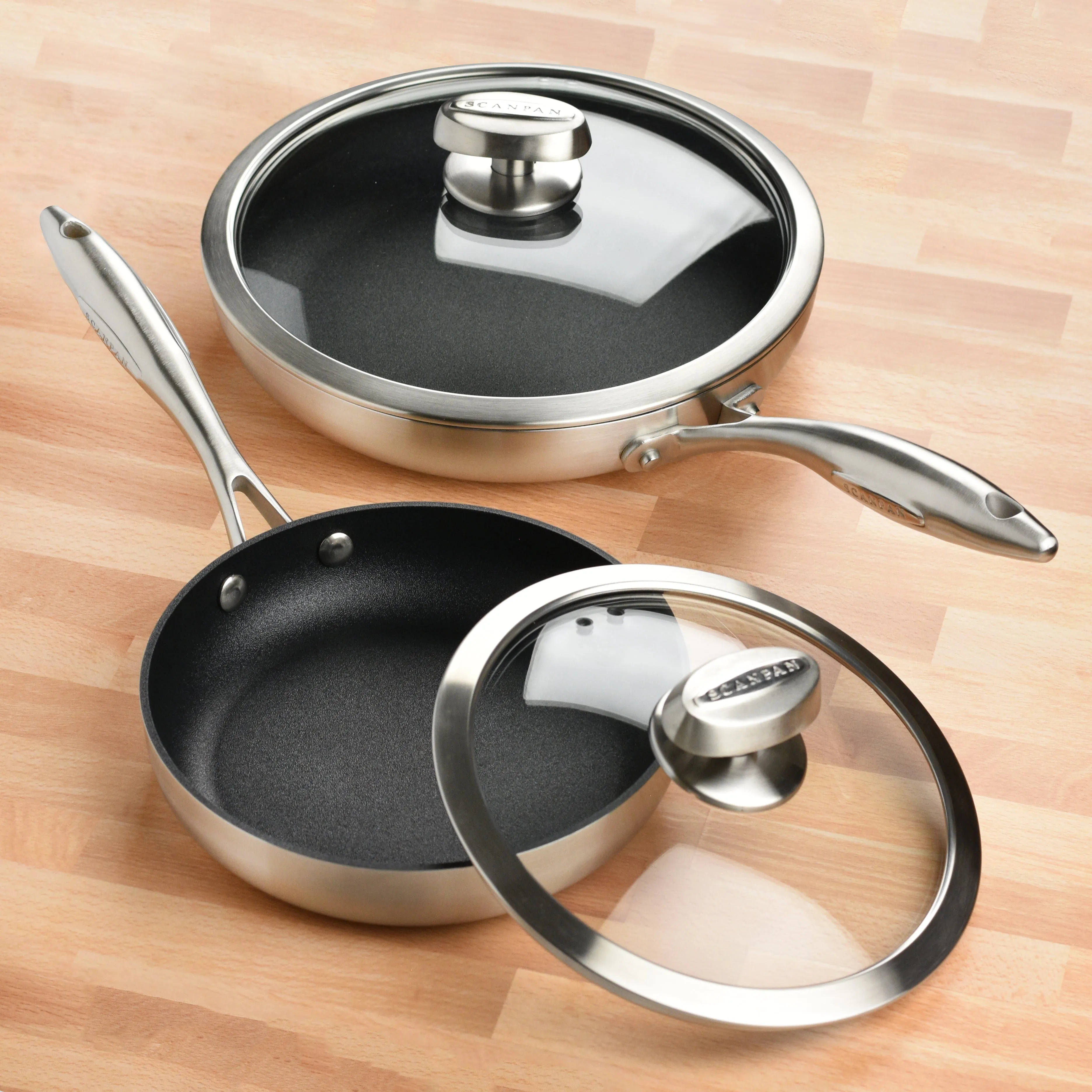 Scanpan CX  8 & 10.25" Stainless Steel Nonstick Fry Pan Set with Lids