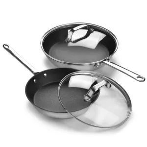 Scanpan Maitre D' Stratanium  Nonstick Stainless Steel Fry Pan Set with Lids