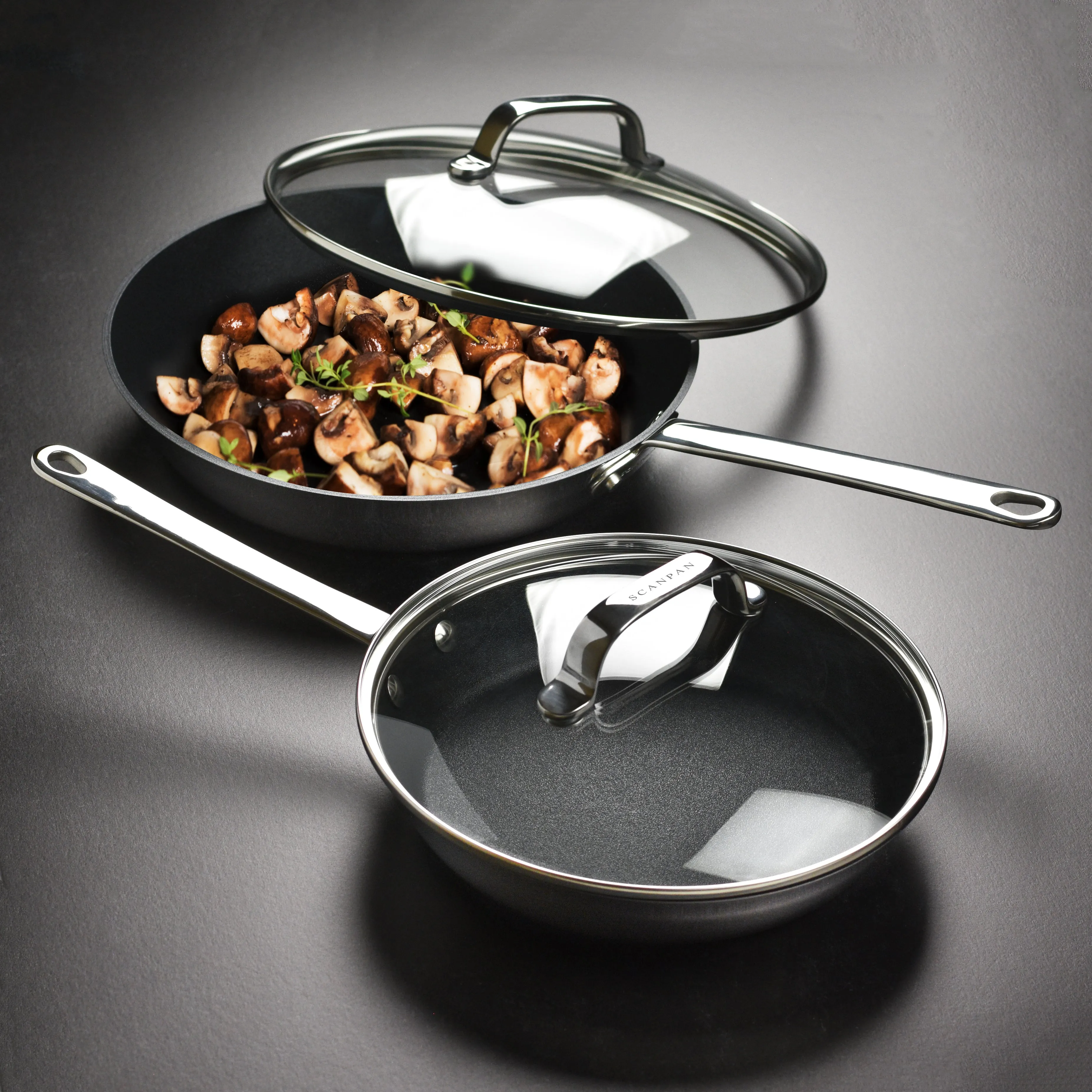 Scanpan Maitre D' Stratanium  Nonstick Stainless Steel Fry Pan Set with Lids