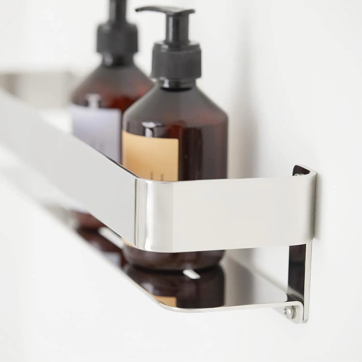 Seachrome Rectangular Shower Shelf with Rail in a Matte Black Finish