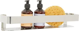 Seachrome Rectangular Shower Shelf with Rail in a Satin Finish