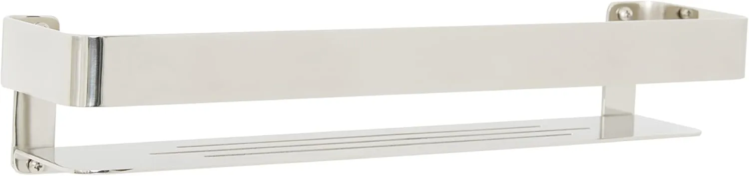 Seachrome Rectangular Shower Shelf with Rail in a Satin Finish