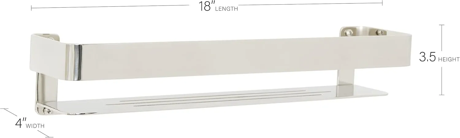 Seachrome Rectangular Shower Shelf with Rail in a Satin Finish