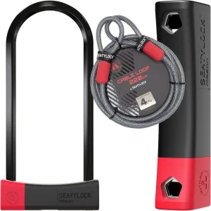Seatylock Mason Bike U Lock and Locking Cable Kit - Patented Heavy Duty Anti Theft Diamond Secure ULock - Ultra Security Bicycle Safety Tool with Keys for City Electric, Mountain Bikes and Scooters