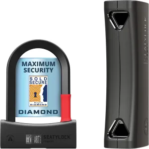 Seatylock Mason Bike U Lock - Patented Heavy Duty Anti Theft Diamond Secure ULock - Ultra Security Bicycle Safety Tool with Keys for City Electric or Mountain Bikes and Scooters