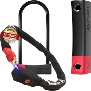 Seatylock Viking Bike Chain Lock and Mason Bike U Lock - Patented Sold Secure Anti Theft Bike Locks - Ultra Security Bicycle Safety Tools with Keys for City Electric, Mountain Bikes and Scooters