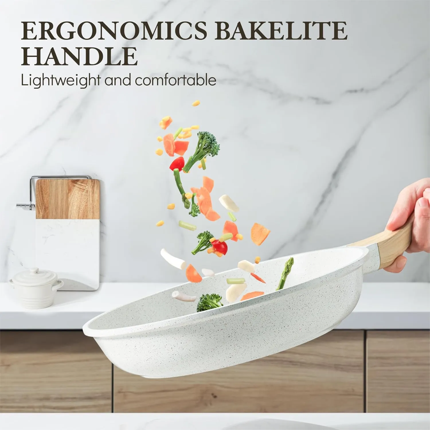 SENSARTE Nonstick Ceramic Frying Pan Skillet, 9.5 Inch Omelet Pan, Healthy Non Toxic Chef Pan, Induction Compatible Egg Pan with Heat Resistant Handle, PFAS-Free