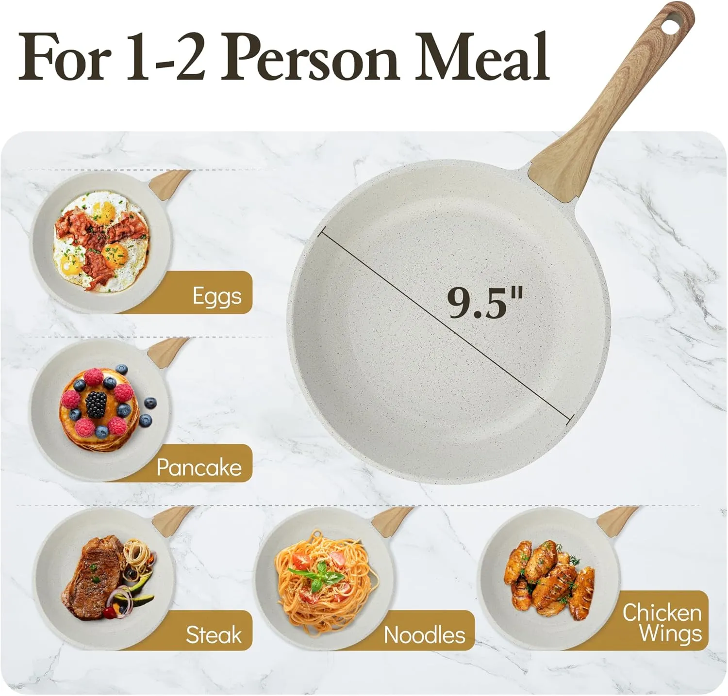 SENSARTE Nonstick Ceramic Frying Pan Skillet, 9.5 Inch Omelet Pan, Healthy Non Toxic Chef Pan, Induction Compatible Egg Pan with Heat Resistant Handle, PFAS-Free