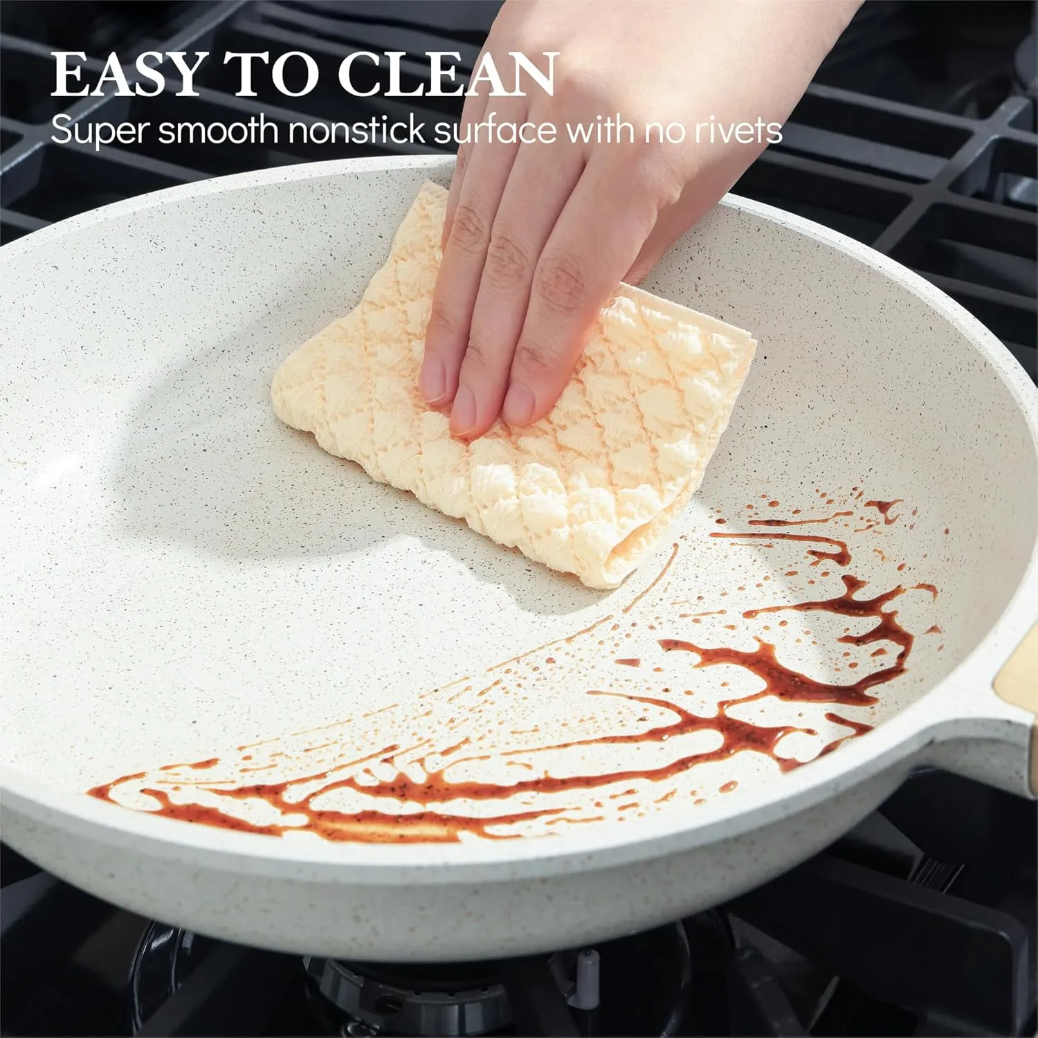SENSARTE Nonstick Ceramic Frying Pan Skillet, 9.5 Inch Omelet Pan, Healthy Non Toxic Chef Pan, Induction Compatible Egg Pan with Heat Resistant Handle, PFAS-Free