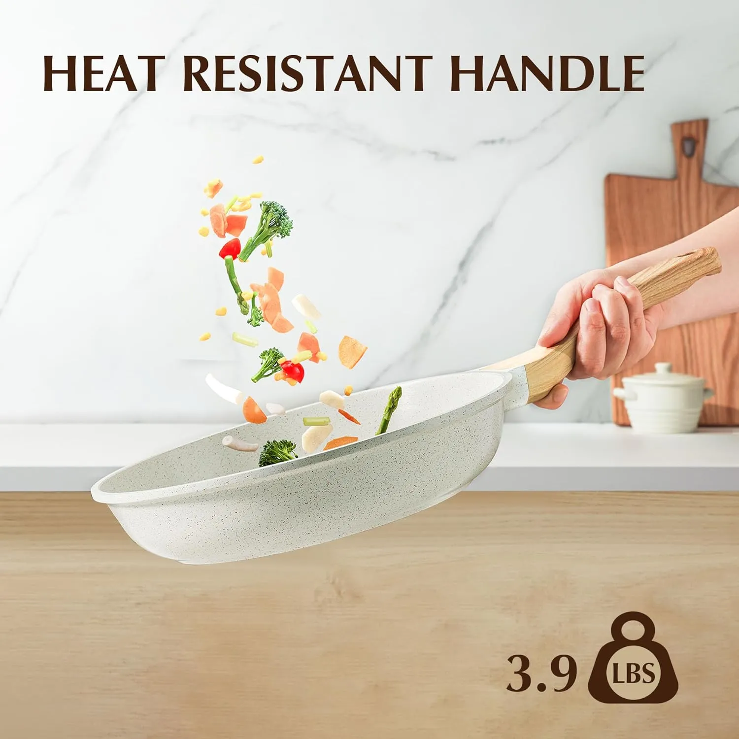 SENSARTE Nonstick Ceramic Frying Pan Skillet with Lid, 12.5 Inch Omelet Pan, Healthy Non Toxic Chefs Pan, Induction Compatible Egg Pan with Heat Resistant Handle, PFAS-Free