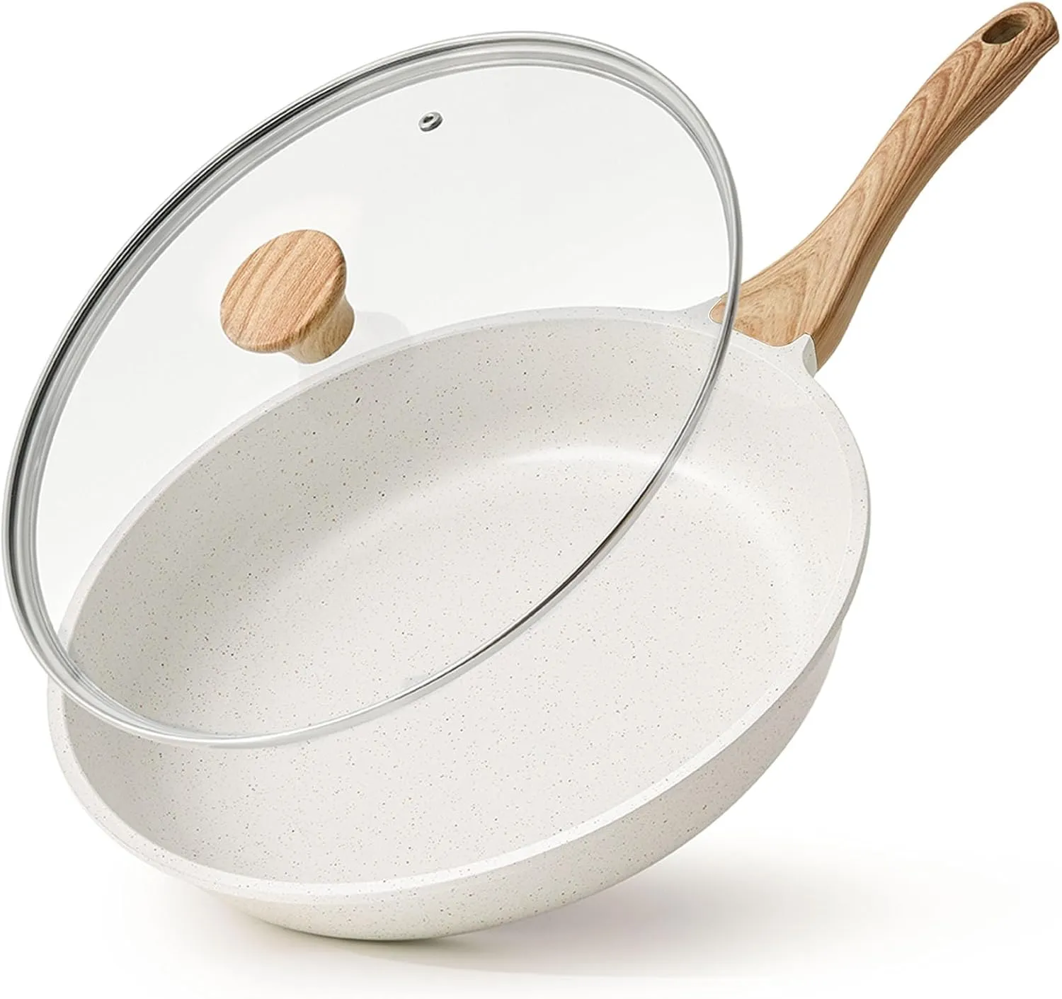 SENSARTE Nonstick Ceramic Frying Pan Skillet with Lid, 12.5 Inch Omelet Pan, Healthy Non Toxic Chefs Pan, Induction Compatible Egg Pan with Heat Resistant Handle, PFAS-Free