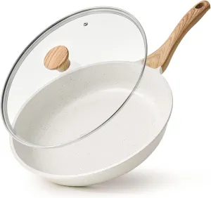 SENSARTE Nonstick Ceramic Frying Pan Skillet with Lid, 12.5 Inch Omelet Pan, Healthy Non Toxic Chefs Pan, Induction Compatible Egg Pan with Heat Resistant Handle, PFAS-Free