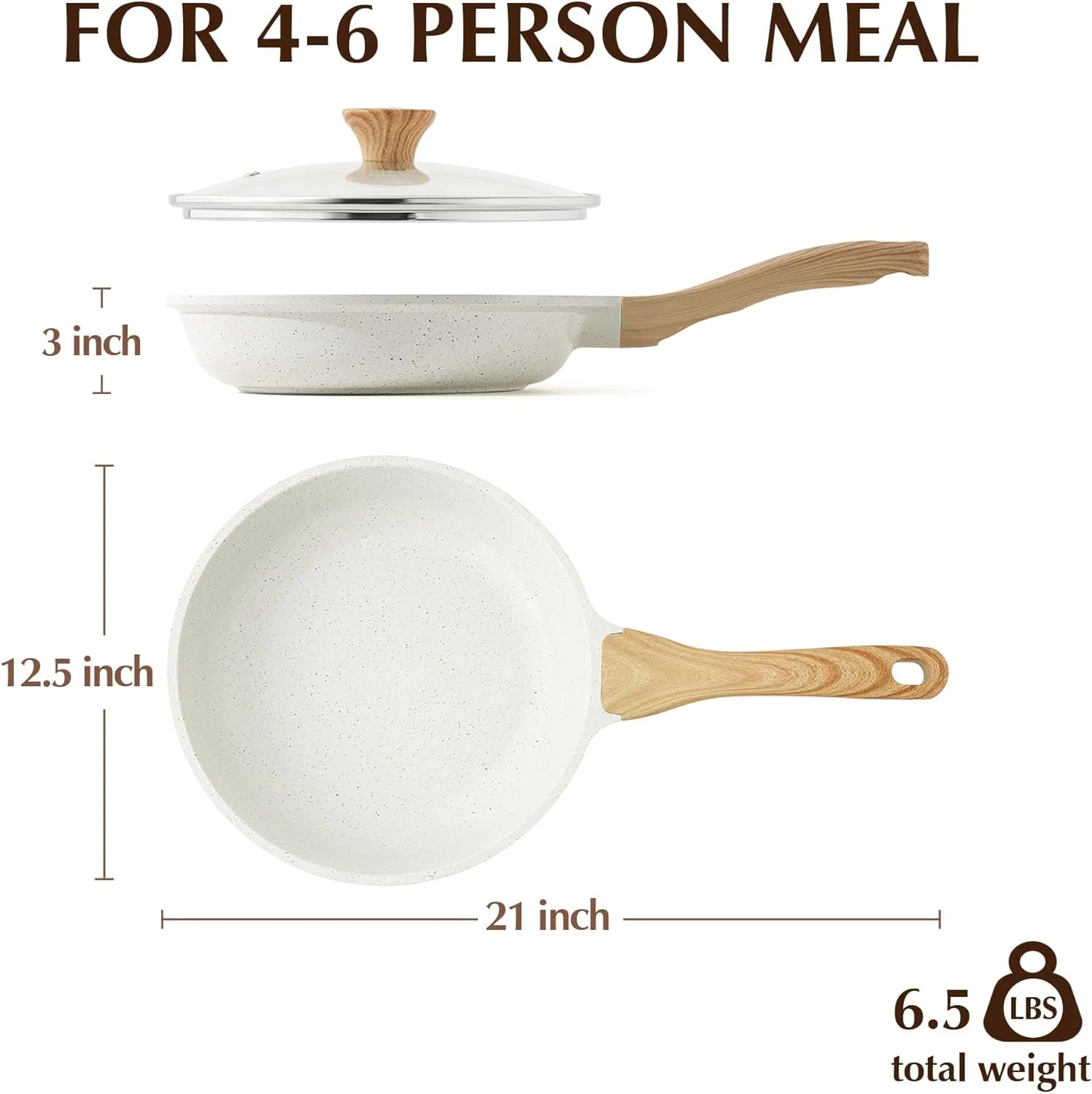 SENSARTE Nonstick Ceramic Frying Pan Skillet with Lid, 12.5 Inch Omelet Pan, Healthy Non Toxic Chefs Pan, Induction Compatible Egg Pan with Heat Resistant Handle, PFAS-Free