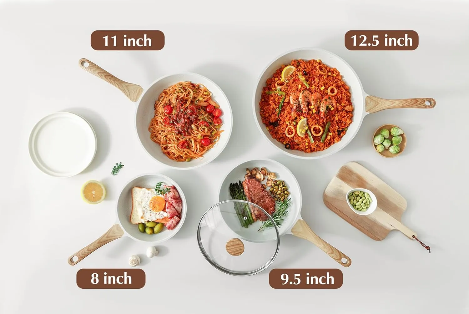 SENSARTE Nonstick Ceramic Frying Pan Skillet with Lid, 12.5 Inch Omelet Pan, Healthy Non Toxic Chefs Pan, Induction Compatible Egg Pan with Heat Resistant Handle, PFAS-Free